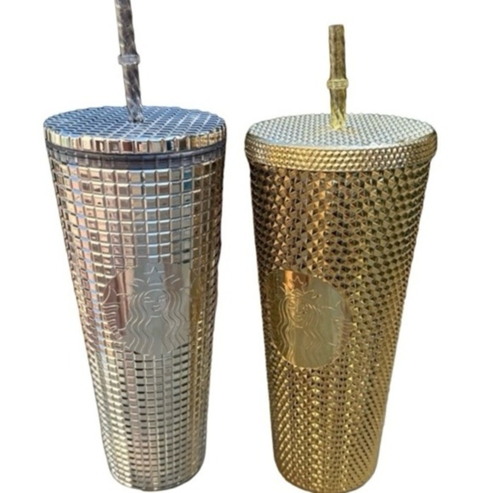 Starbucks Studded Tumblers Gold 2022 & Silver 2023 | Venti 24 oz Set